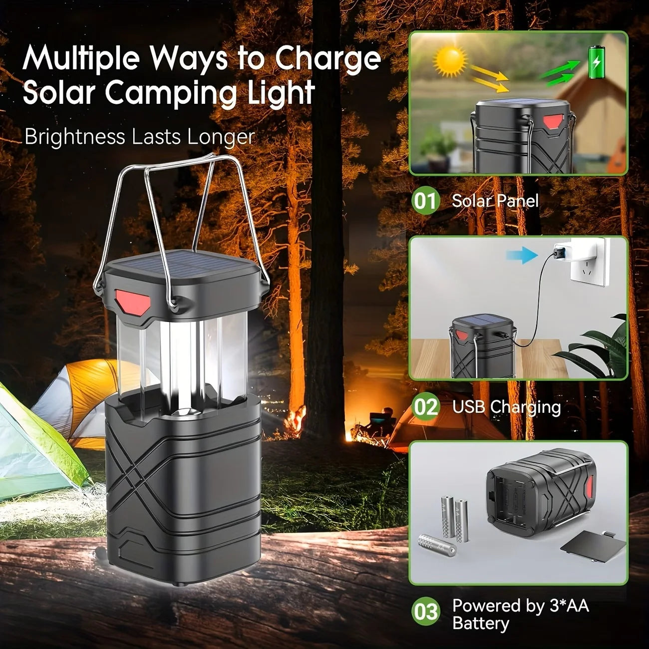 2‑in‑1 Collapsible Lantern + Flashlight, Rechargeable