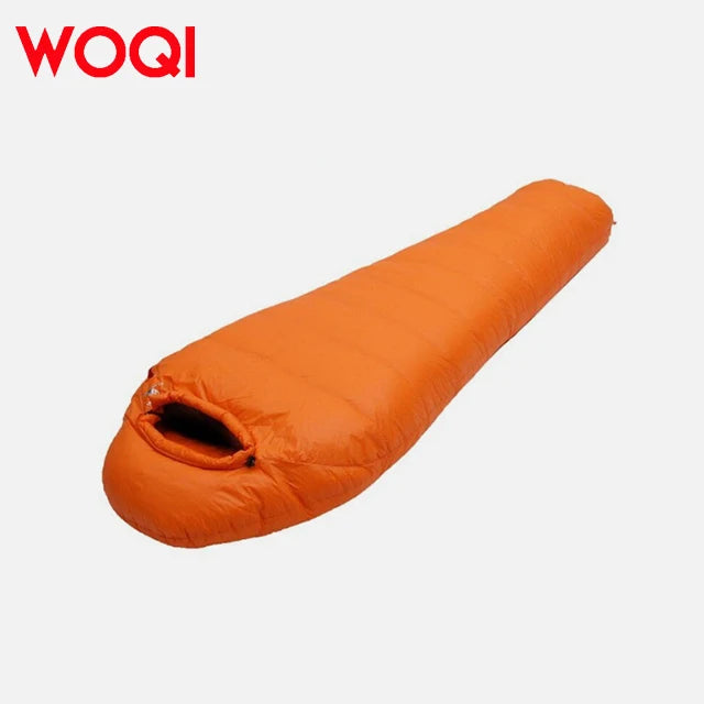 WOQI Seasonal Lightweight Waterproof Camping in Cold Weather Duck Down Mummy Sleeping Bag With Compression Bag