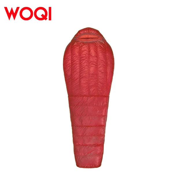 WOQI Waterproof Ultra Light Adult Mummy Camping Down Sleeping Bag for Backpacking, Camping, Cold Weather Travel
