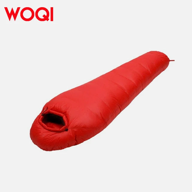 WOQI Seasonal Lightweight Waterproof Camping in Cold Weather Duck Down Mummy Sleeping Bag With Compression Bag