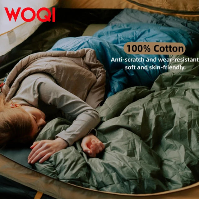 WOQI Seasonal Lightweight Waterproof Camping in Cold Weather Duck Down Mummy Sleeping Bag With Compression Bag