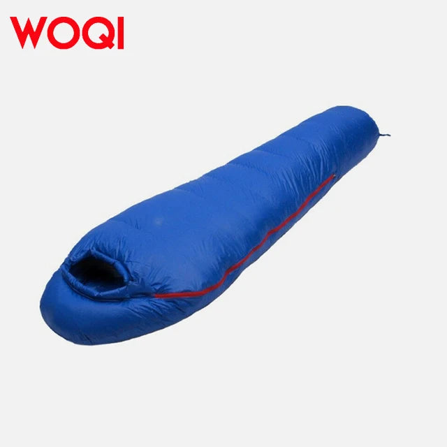 WOQI Seasonal Lightweight Waterproof Camping in Cold Weather Duck Down Mummy Sleeping Bag With Compression Bag