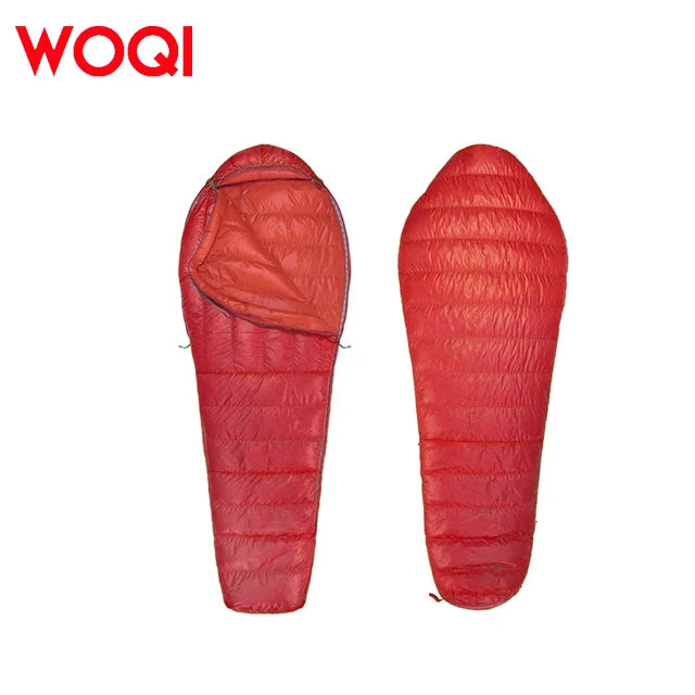 WOQI Waterproof Ultra Light Adult Mummy Camping Down Sleeping Bag for Backpacking, Camping, Cold Weather Travel