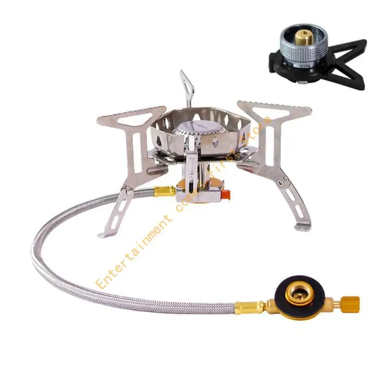 Windproof Camp Gas Stove for Outdoor Cooking with Folding Cookware Stand 55KD