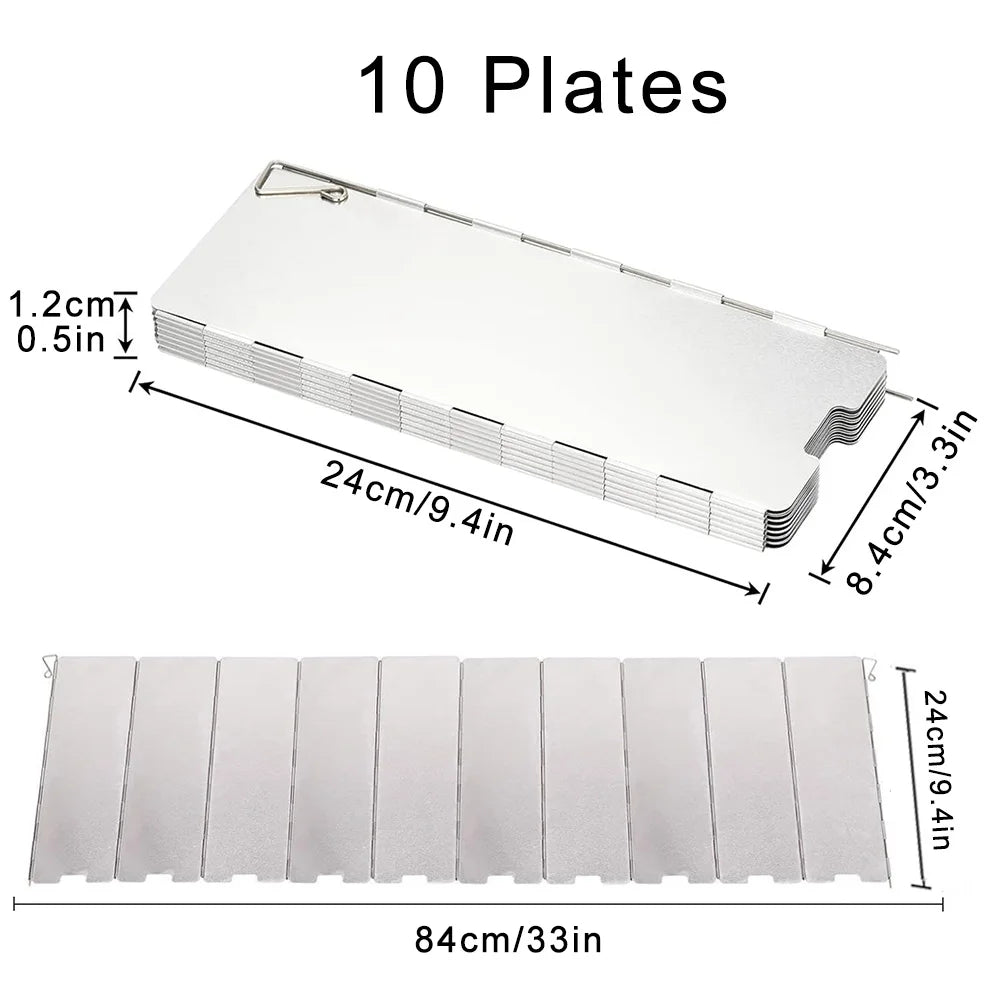 8-16 Plates Aluminum Windscreen Stove Windshield Wind Shield Outdoor Camping Equipmen Picnic Cooking Windproof Screen