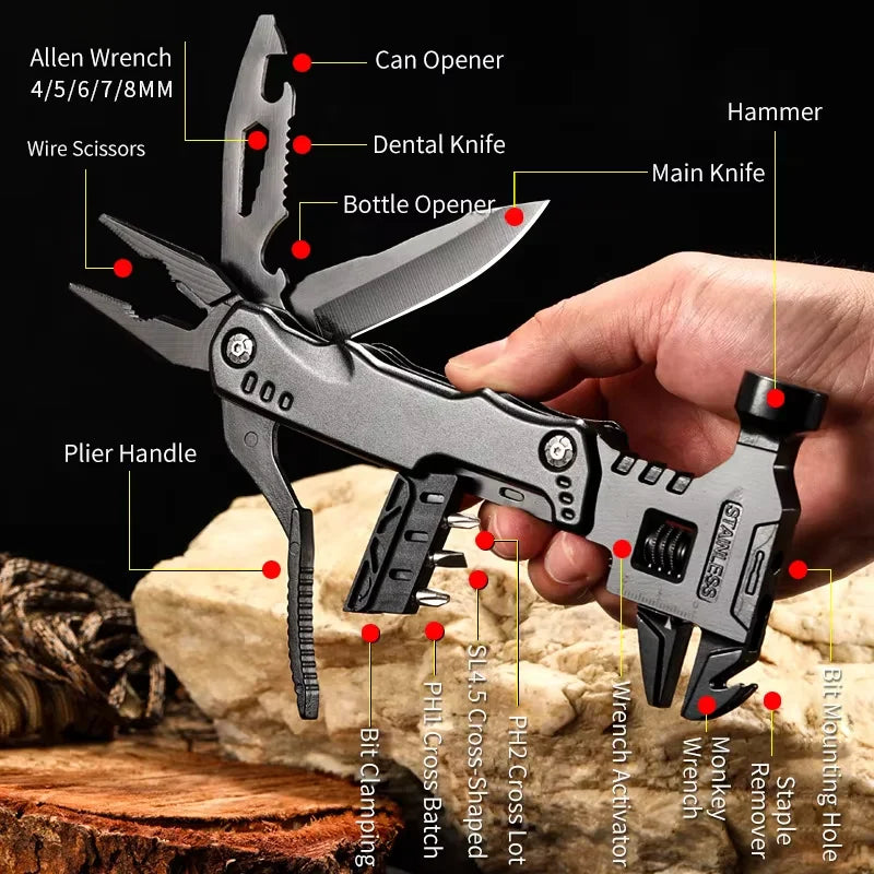 Multifunctional Hammer Knife Wrench Pliers Outdoor Camping Survival Tool Labor Saving Tool Stainless Steel Multi-tool Knife
