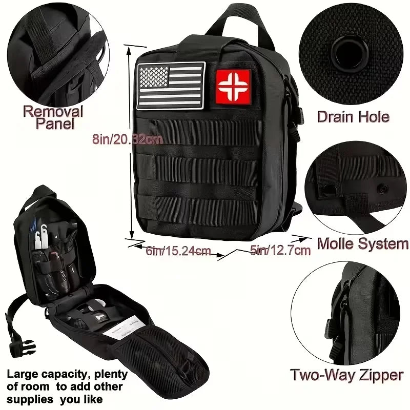 217-Piece Survival Kit with First Aid Kit and Survival Tools Storage Bag for Outdoor Activities Adventure Travel Camping Hiking