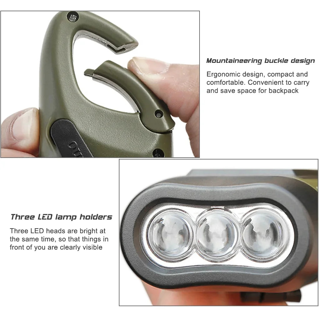 Survival Flashlight — Solar + Hand‑Crank Power