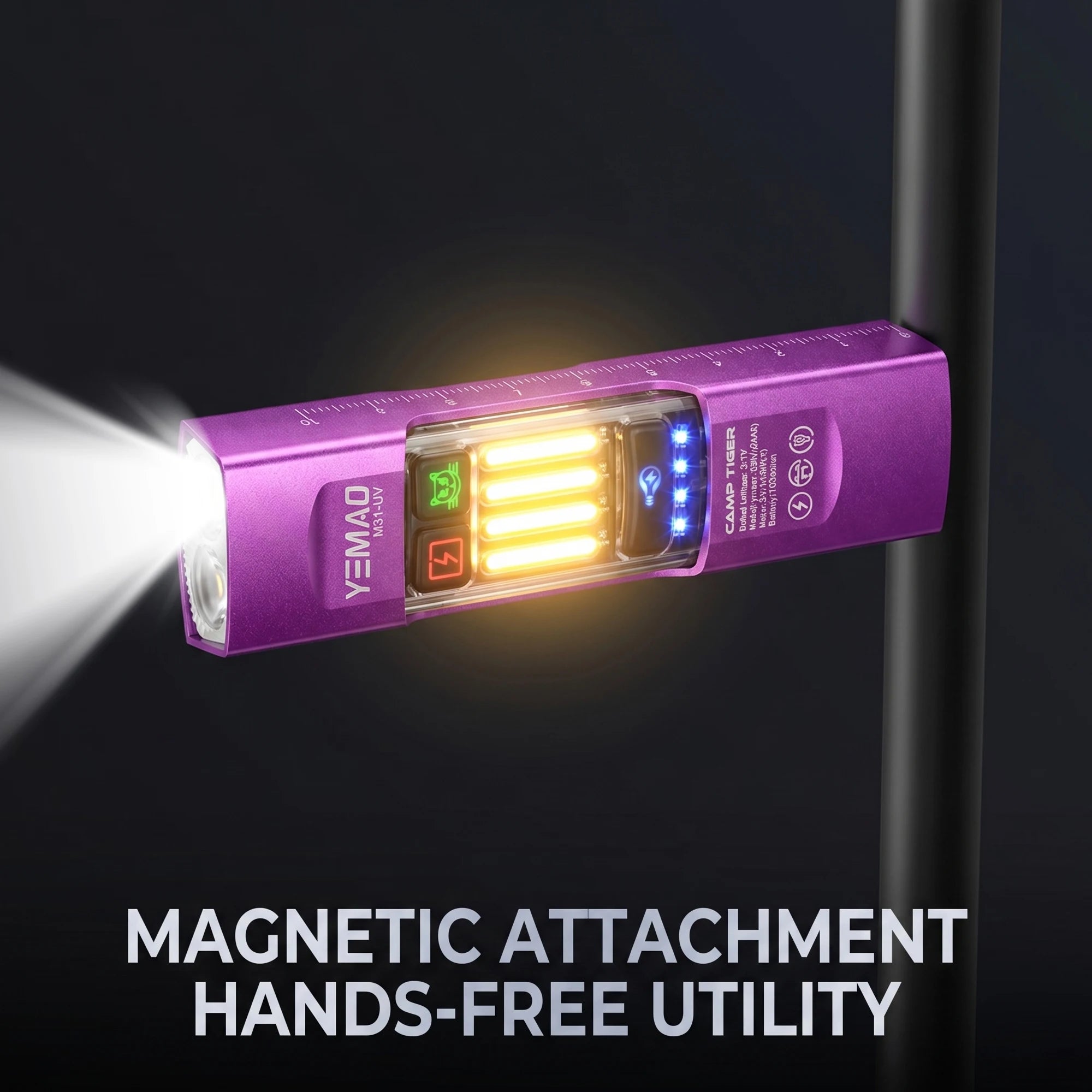 UV Inspection Flashlight — Rechargeable with Clip