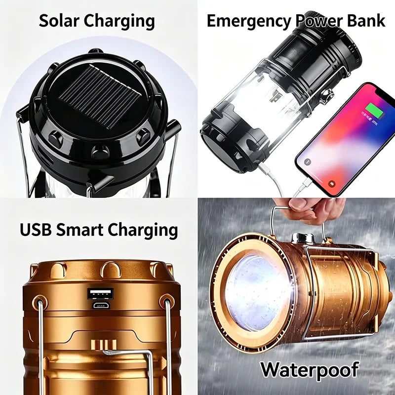 Retractable Solar Lantern — Compact Camp Glow