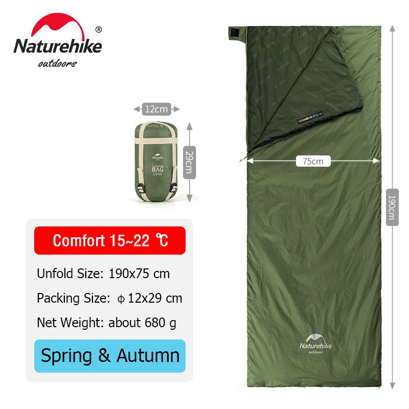 NaturehikeLW180 Sleeping Bag Ultralight Portable Sleeping Bag Spring Summer Sleeping Bag Outdoor Hiking Camping Travel Equipment