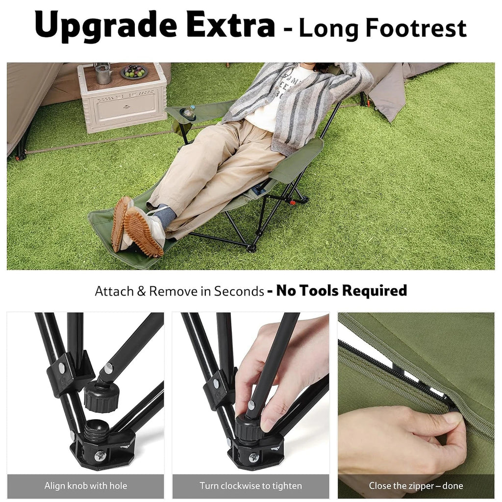 Naturehike 3-Position Adjustable Recliner Portable Folding Reclining Camping Chair with Footrest for Beach Lunch Easy Storage