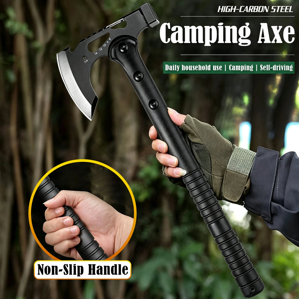 Multifunction Outdoor Camping Axe Assault Axe, Stainless Steel Sharp Survival Tactical Tomahawk with Sheath, New Model Engineer’s Axe, Camping and Rock-Splitting Axe, Bone-Cutting Knife, Multifunctional Tactical Axe