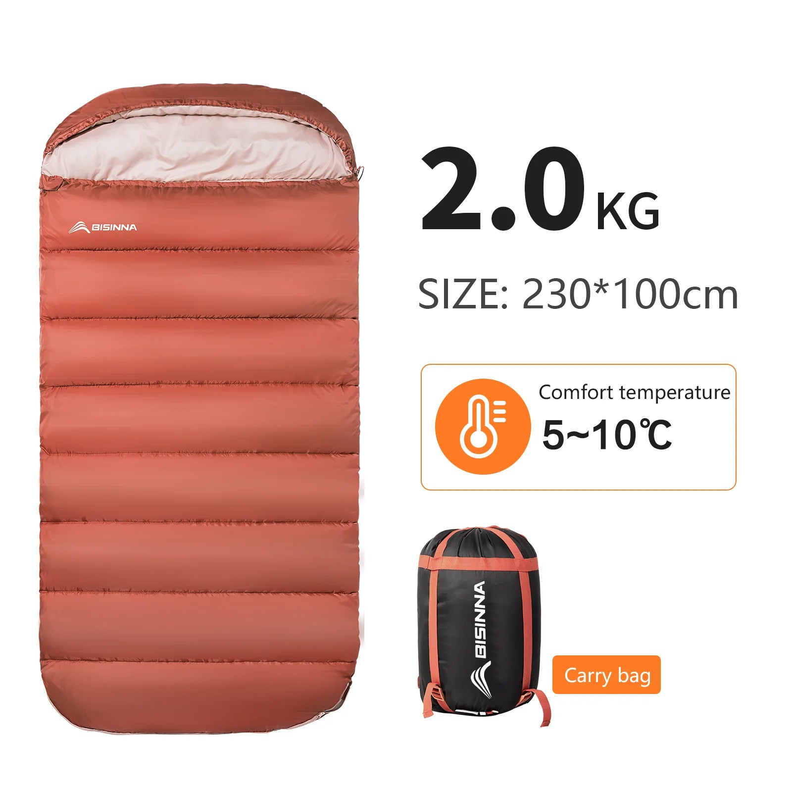 BISINNA Large Camping Sleeping Bag Lightweight 3 Season - Long Size