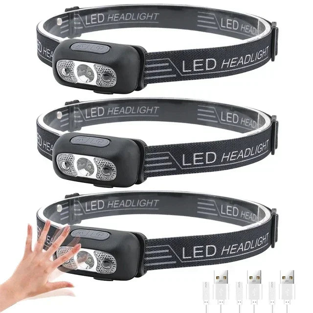 High‑Output Sensor Headlamp — USB‑C Rechargeable