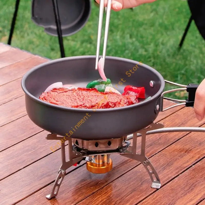Windproof Camp Gas Stove for Outdoor Cooking with Folding Cookware Stand 55KD