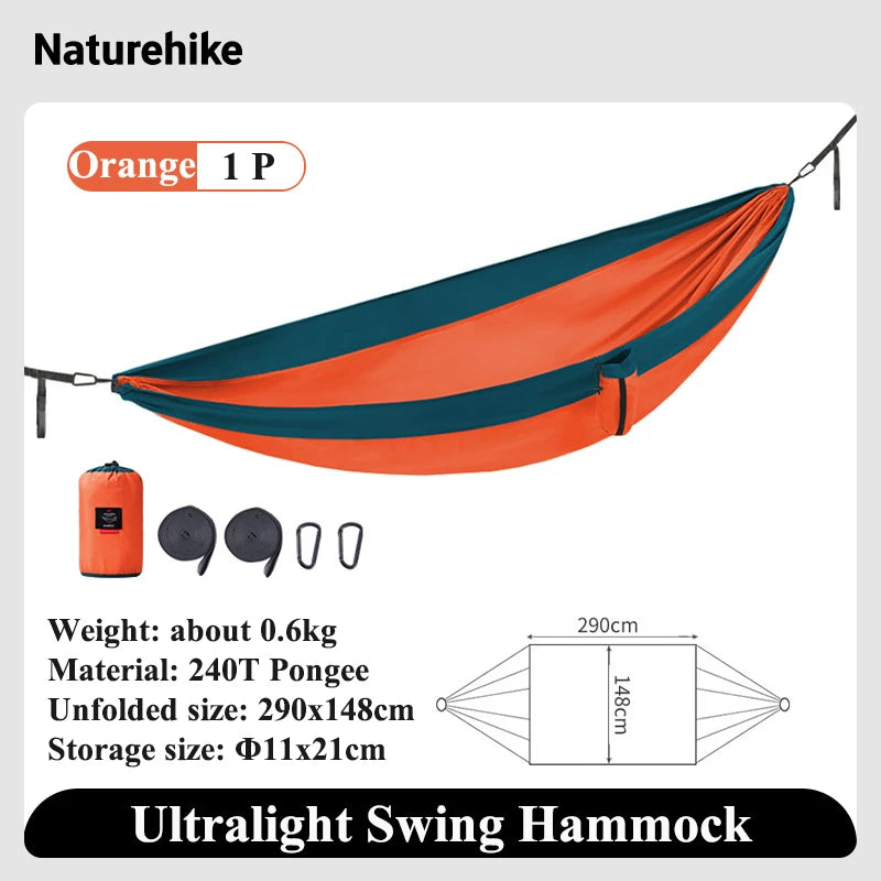 Naturehike Swing Hammock 1-2 Persons Ultralight Foldable Outdoor Adult Hammock Portable Swings Hanging Bed Park Camping Hammocks