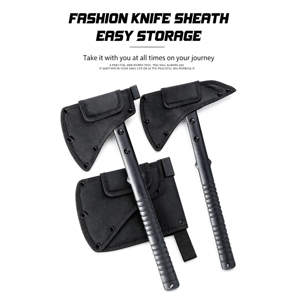 Multifunctional Camping Hatchet Non Slip Grooved Handle Portable Hand Axe With Protective Nylon Sheath Lightweight Outdoor Cutting Tool For Camping Firewood Cutting Hiking Backpacking Hobby Collection Gift