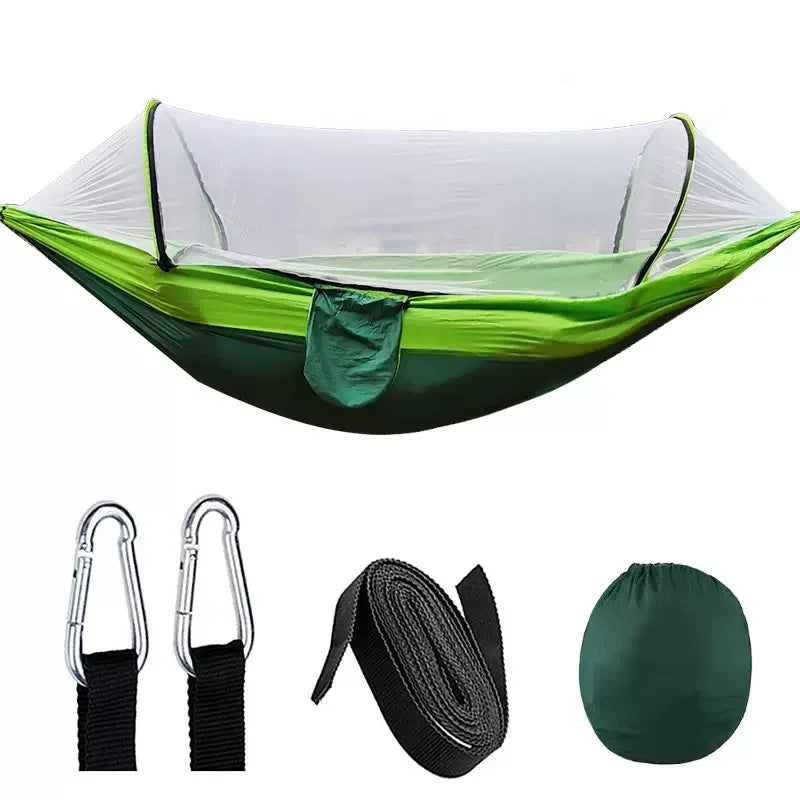 2-In-1 Camping Hammock With Mosquito Net 1.6 lbs Ultralight Parachute Nylon Hanging Bed For Outdoor Survival Travel Backyard