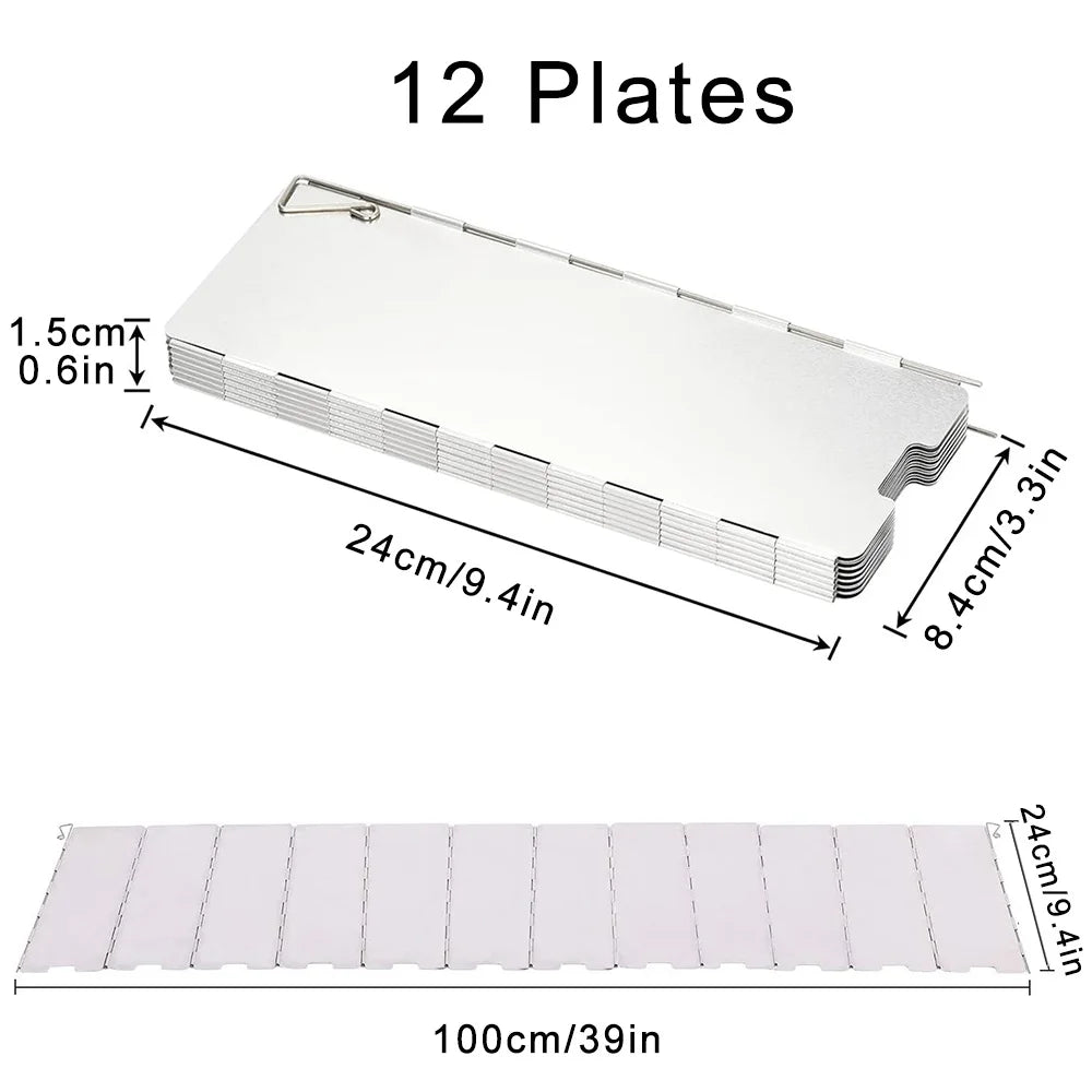 8-16 Plates Aluminum Windscreen Stove Windshield Wind Shield Outdoor Camping Equipmen Picnic Cooking Windproof Screen