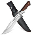 Fixed Blade Outdoor Utility Knife with Wood Handle and Protective Sheath, 4mm Thick Single-Edge Blade for Camping and Hiking