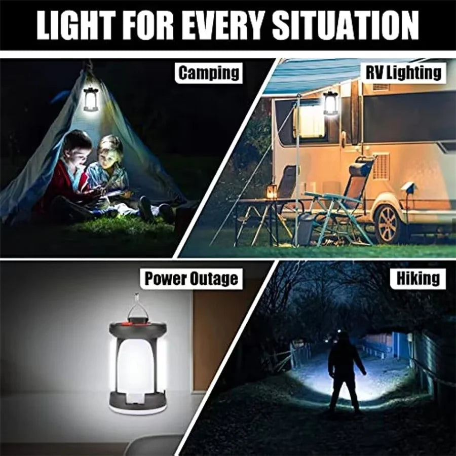 Foldable Solar Tent Light — USB‑C Rechargeable
