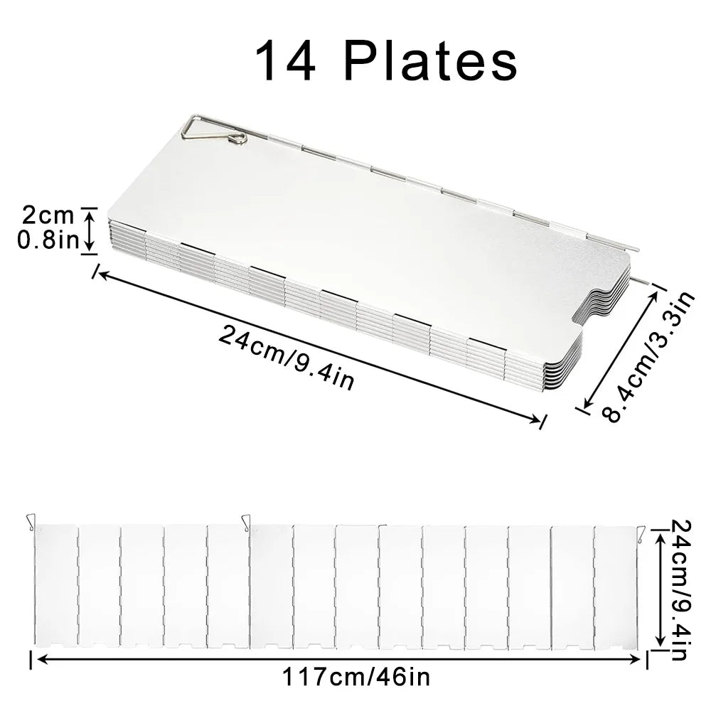 8-16 Plates Aluminum Windscreen Stove Windshield Wind Shield Outdoor Camping Equipmen Picnic Cooking Windproof Screen