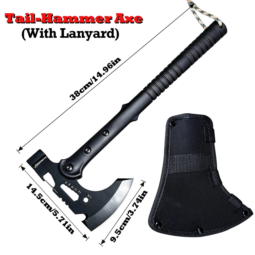 Multifunction Outdoor Camping Axe Assault Axe, Stainless Steel Sharp Survival Tactical Tomahawk with Sheath, New Model Engineer’s Axe, Camping and Rock-Splitting Axe, Bone-Cutting Knife, Multifunctional Tactical Axe
