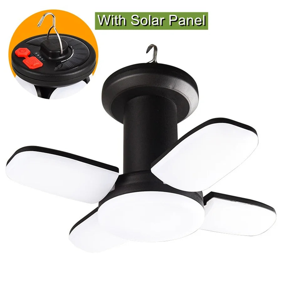 Foldable Solar Tent Light — USB‑C Rechargeable