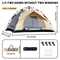 2-4 Person Automatic Pop Up Camping Tent, Instant Quick Setup Portable Windproof Tent, Lightweight Backpacking Shelter for Outdoor Travel Hiking Picnic