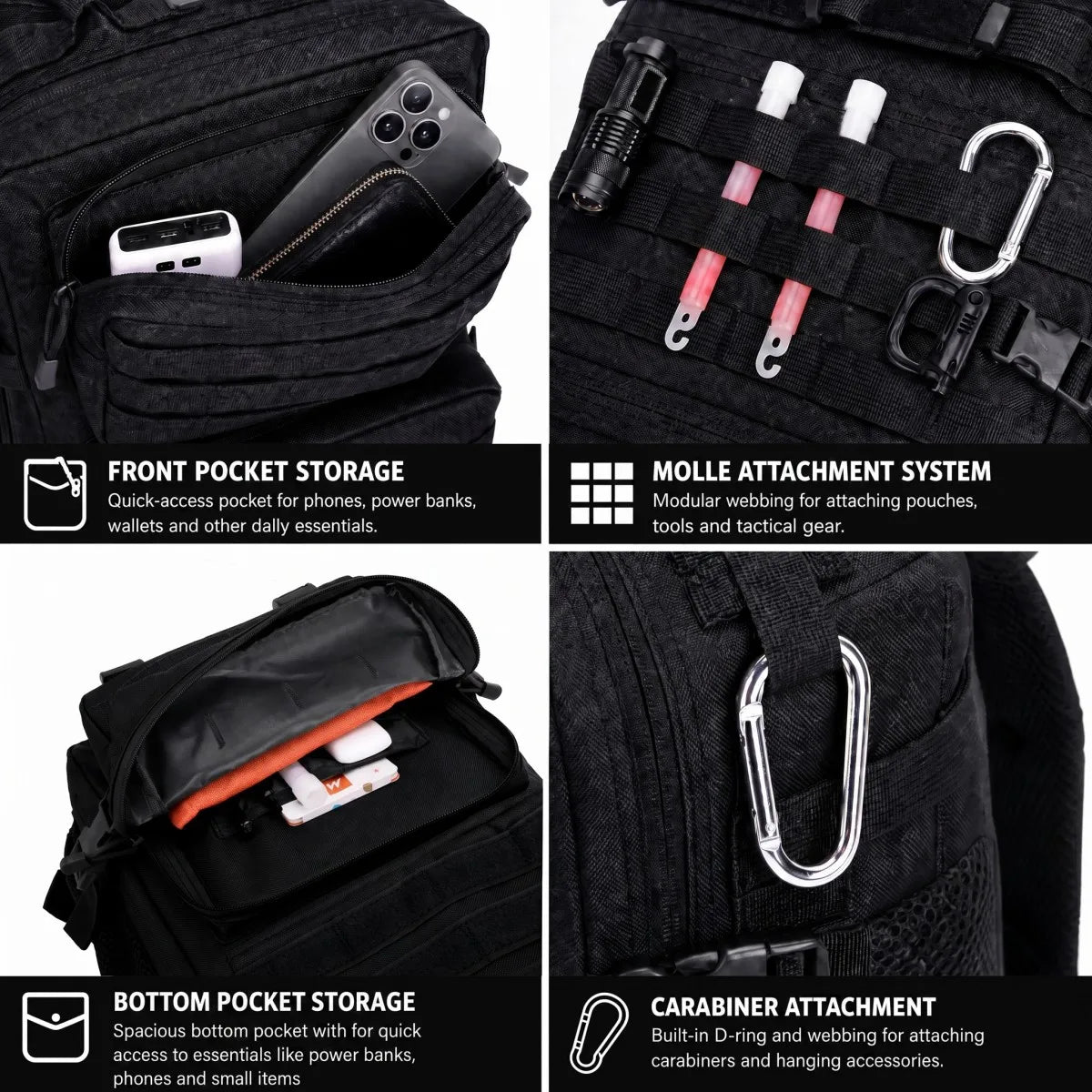 24L Tactical Backpack for Men Women Molle Modular System Backpack Durable Outdoor Backpack for Camping Hiking Trekking Fishing Hunting Cycling Travel Daily Commute Sports Gear Storage Daypack