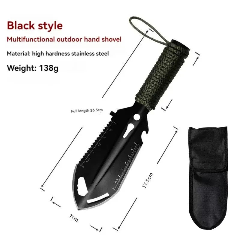 Upgraded Chrome Carbon Steel Folding Shovel – Multi-Function Camping Tool with Pickaxe, Sawtooth & Hoe for Outdoor Survival, Gar