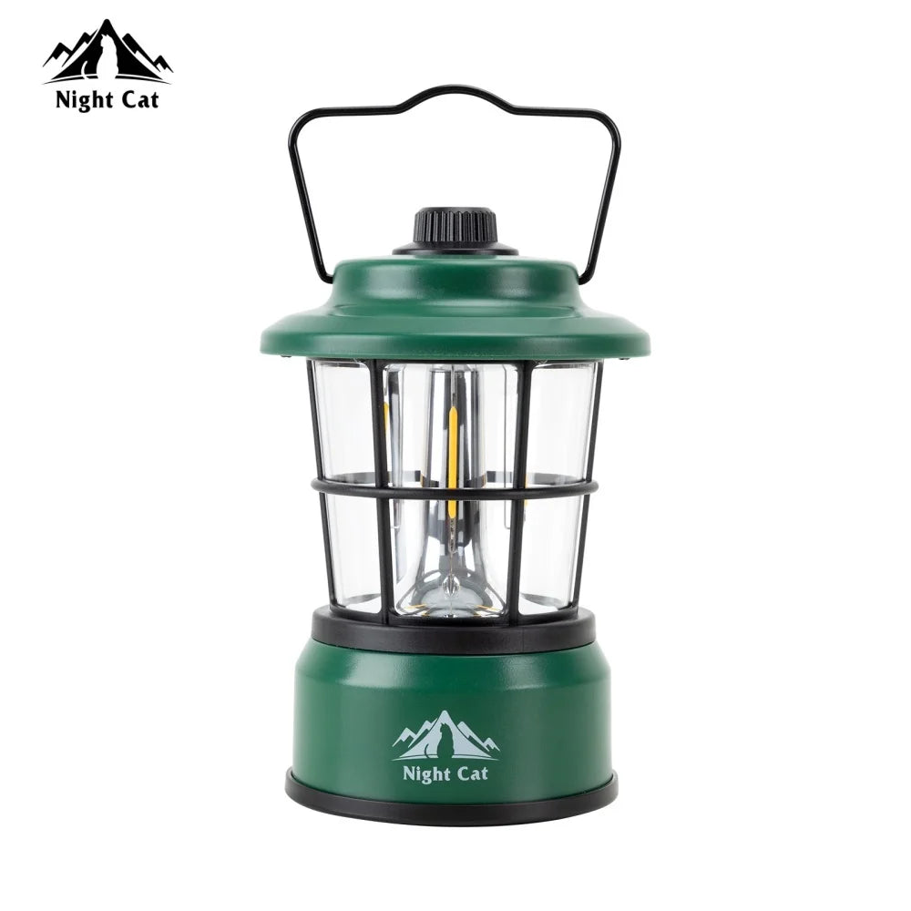 Night Cat Camp Lantern — Long‑Life Battery Glow