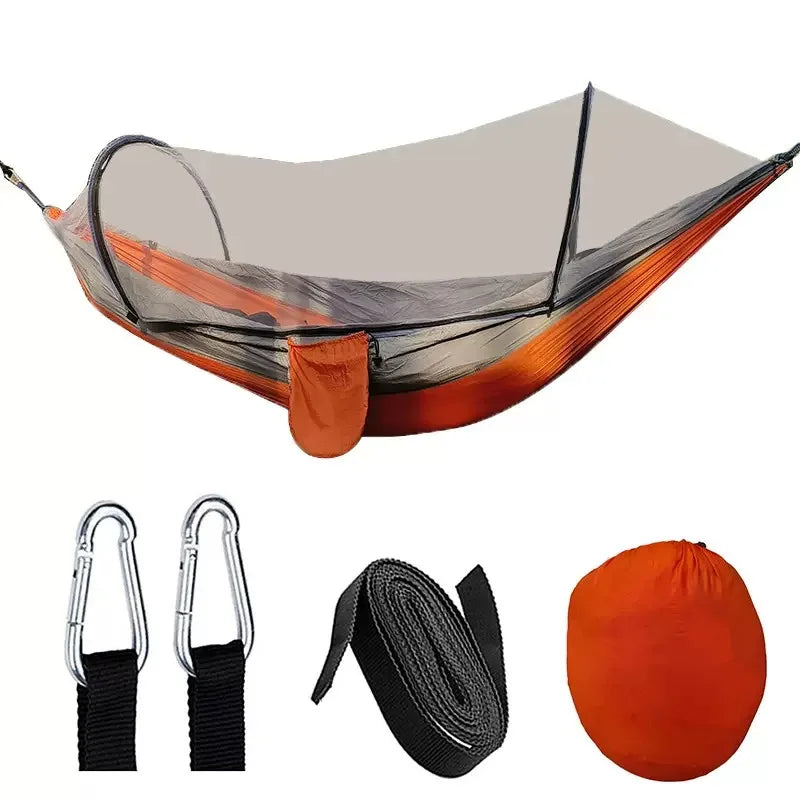 2-In-1 Camping Hammock With Mosquito Net 1.6 lbs Ultralight Parachute Nylon Hanging Bed For Outdoor Survival Travel Backyard