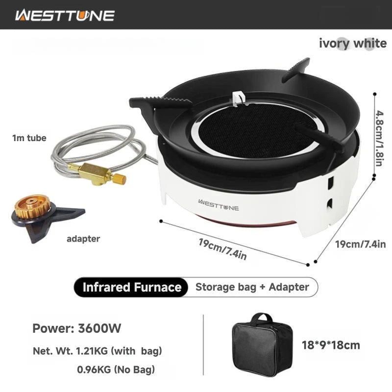 WESTTUNE Outdoor Infrared Combustion Stove Portable Cooking Burner 3600W Gas Stove with Electronic Ignition for Camping Picnic
