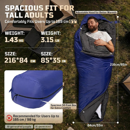 3-Season Mummy Sleeping Bag