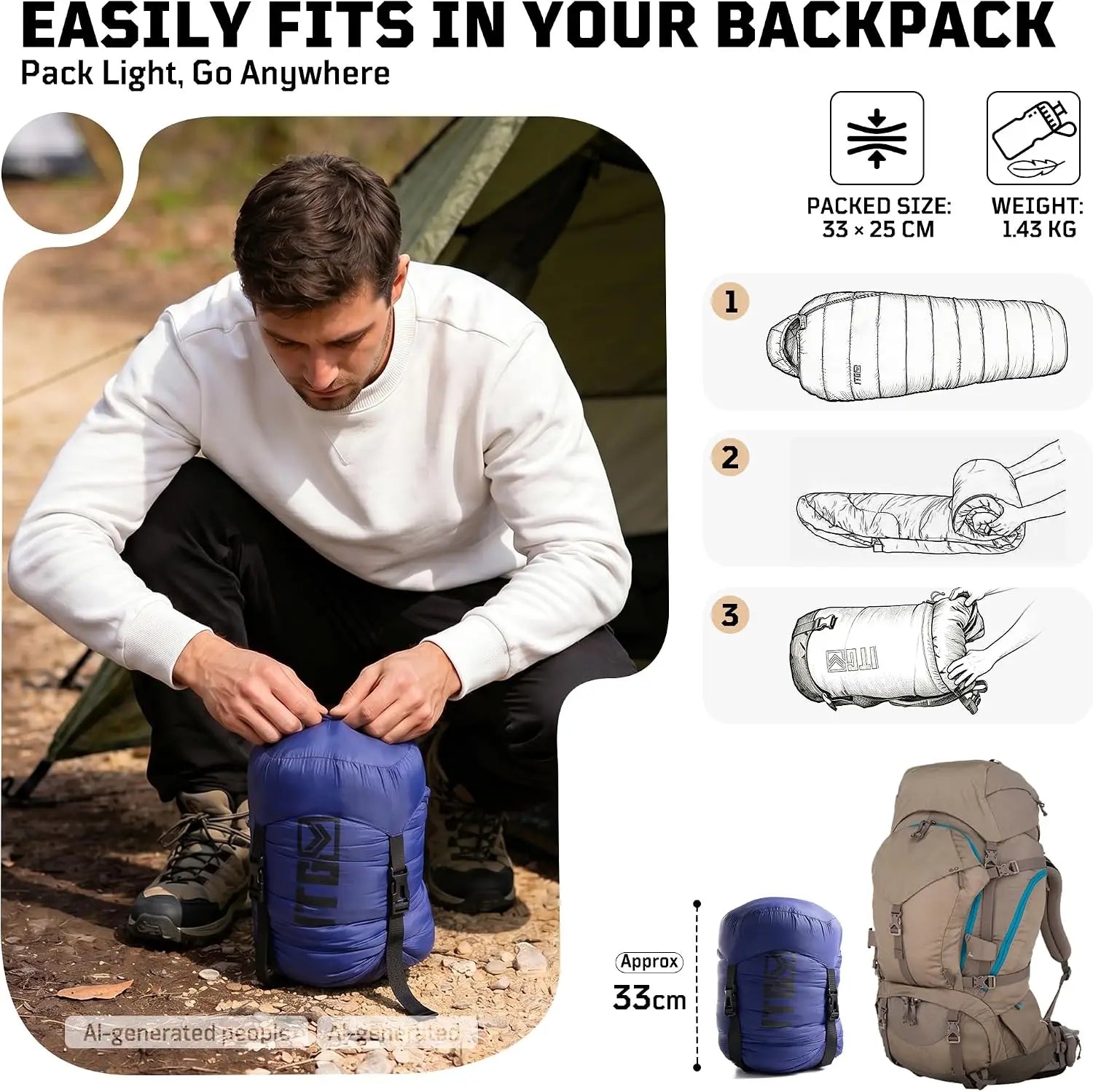 3-Season Mummy Sleeping Bag