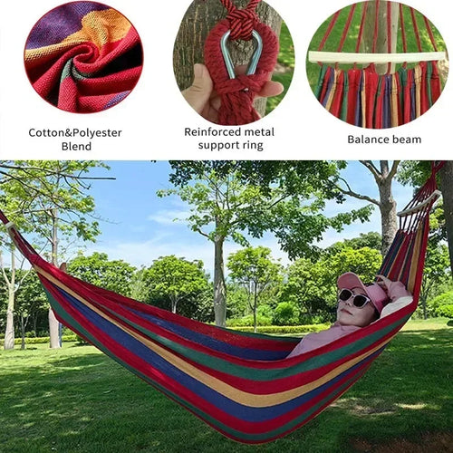 Anti-Roll Canvas Camping Hammock, Single or Double