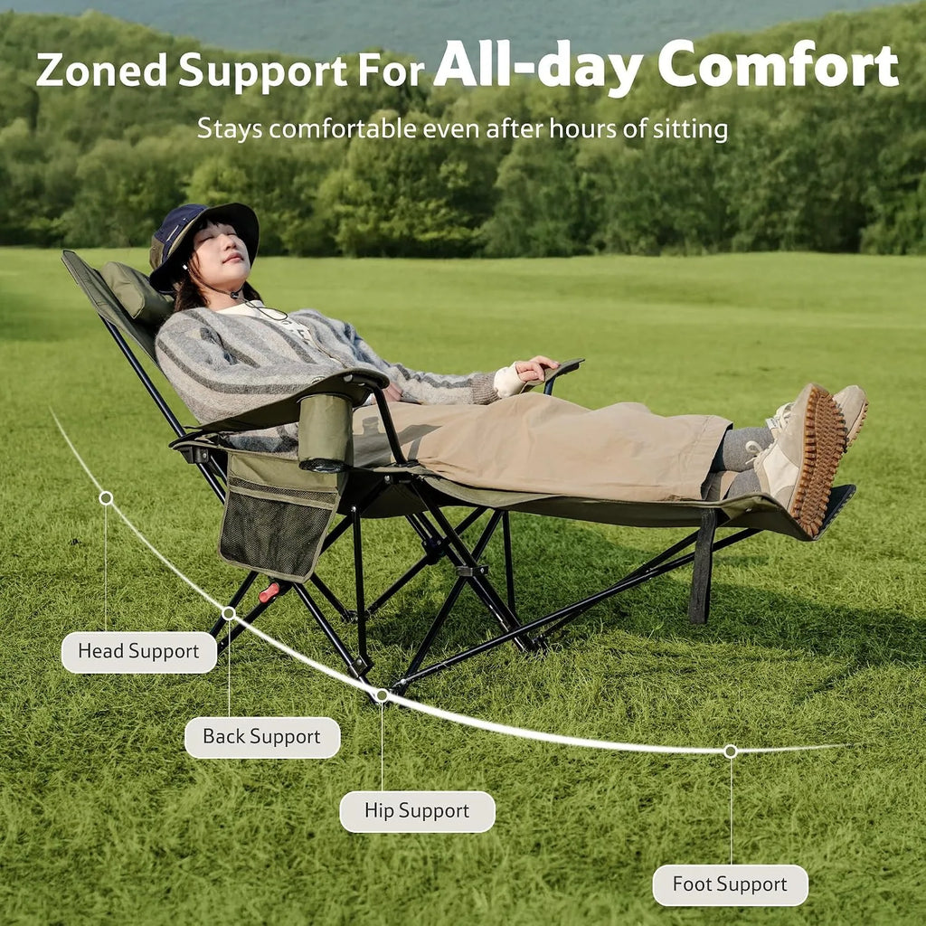 Naturehike 3-Position Adjustable Recliner Portable Folding Reclining Camping Chair with Footrest for Beach Lunch Easy Storage