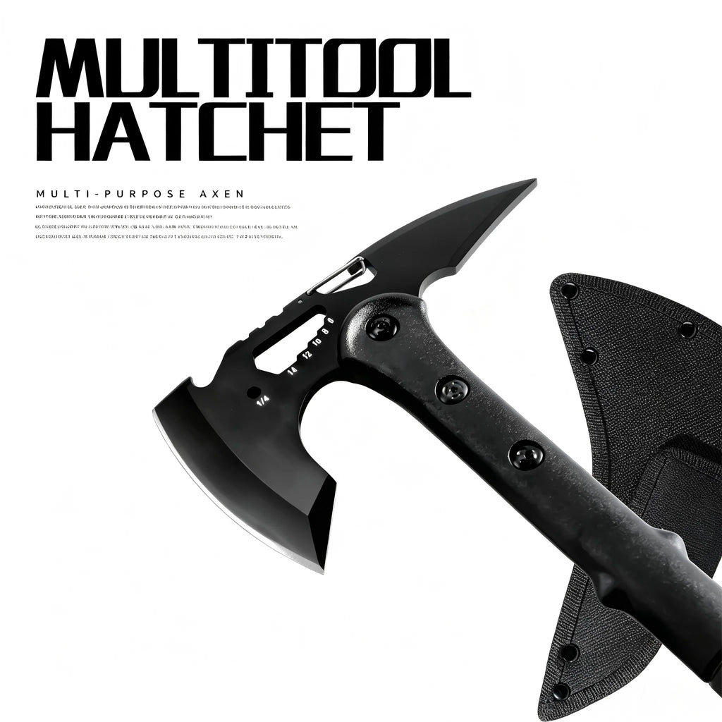 Multifunctional Camping Hatchet Non Slip Grooved Handle Portable Hand Axe With Protective Nylon Sheath Lightweight Outdoor Cutting Tool For Camping Firewood Cutting Hiking Backpacking Hobby Collection Gift