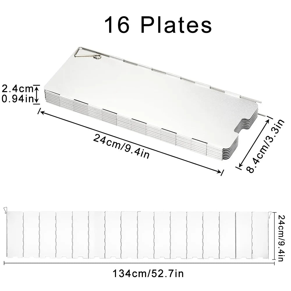 8-16 Plates Aluminum Windscreen Stove Windshield Wind Shield Outdoor Camping Equipmen Picnic Cooking Windproof Screen