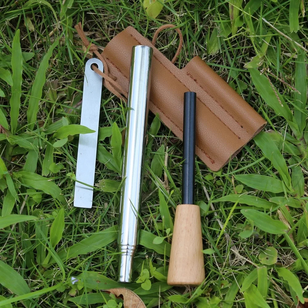 3-piece set, 1 solid magnesium rod+1 extendable stainless steel torch+1 white steel scraper, ignition rod, magnesium rod, not afraid of water, durable, suitable for fireplace igniters, fireplace parts and accessories