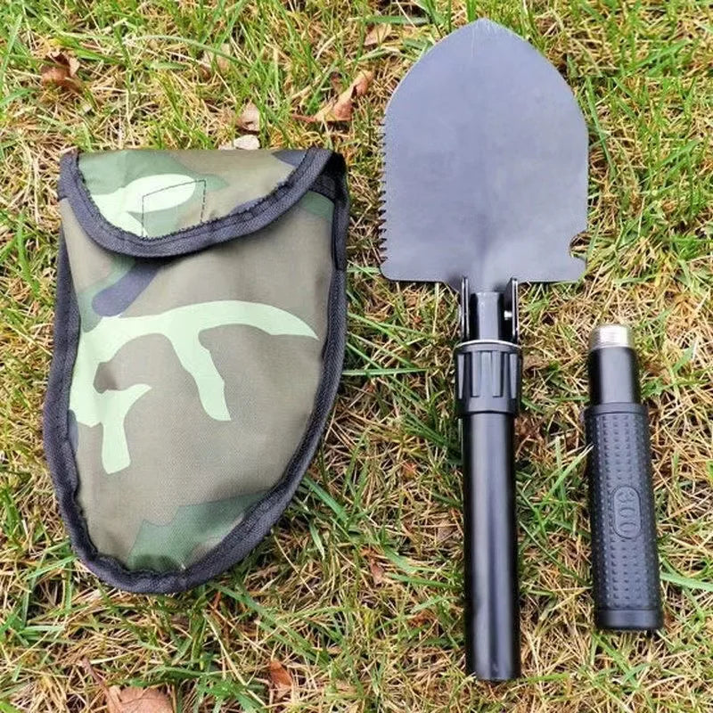 Folding Shovel Military Camping Shovel Survival Gear Entrenching Tool with Carrying Pouch Metal Handle