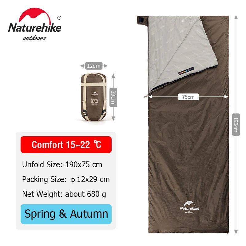 Naturehike LW180 Sleeping Bag Ultralight Portable Sleeping Bag Spring Summer Sleeping Bag Outdoor Hiking Camping Travel Equipment
