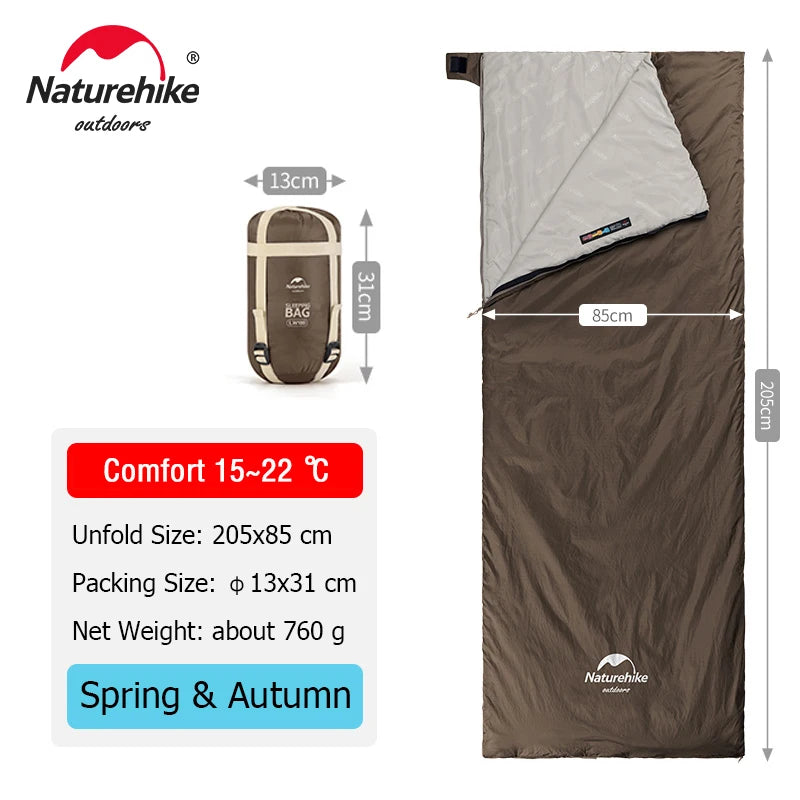 Naturehike LW180 Sleeping Bag Ultralight Portable Sleeping Bag Spring Summer Sleeping Bag Outdoor Hiking Camping Travel Equipment