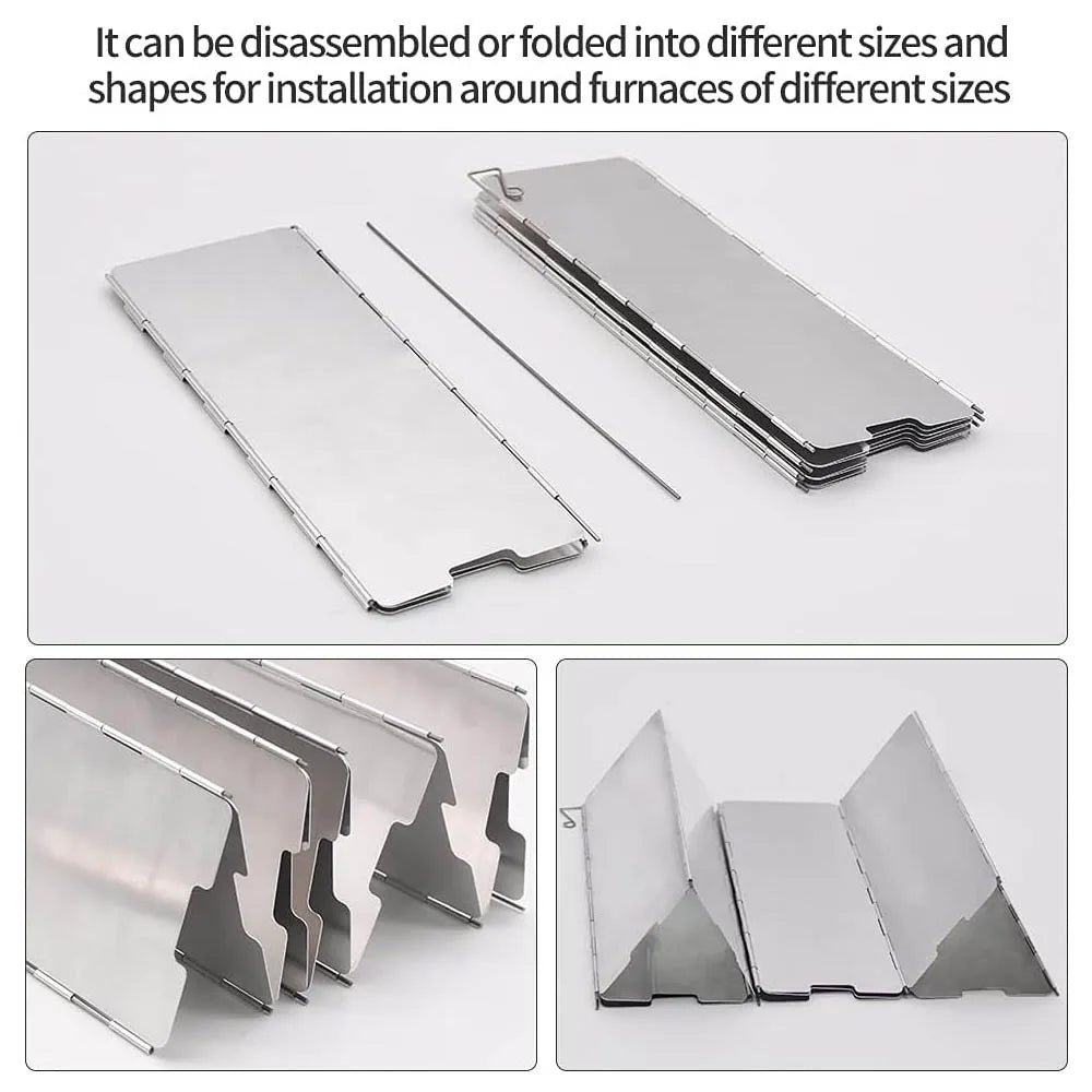 8-16 Plates Aluminum Windscreen Stove Windshield Wind Shield Outdoor Camping Equipmen Picnic Cooking Windproof Screen