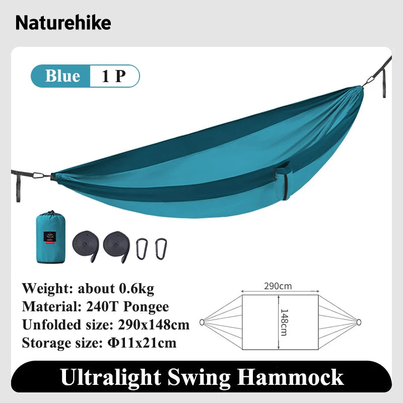 Naturehike Swing Hammock 1-2 Persons Ultralight Foldable Outdoor Adult Hammock Portable Swings Hanging Bed Park Camping Hammocks
