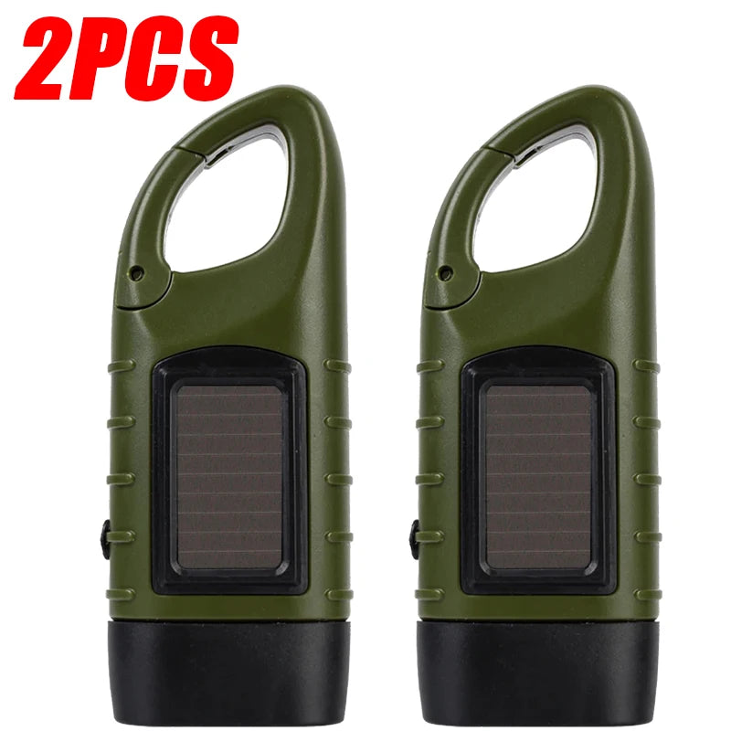 Survival Flashlight — Solar + Hand‑Crank Power