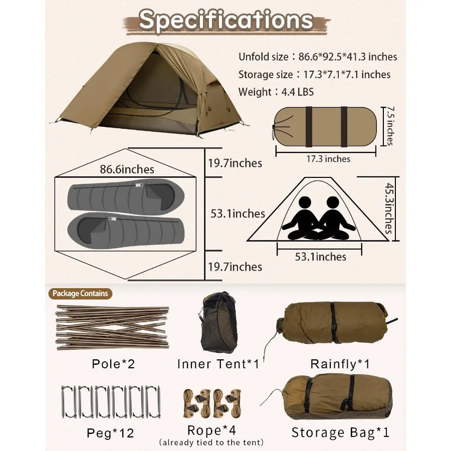 TOMOUNT Ultralight Backpacking Tent