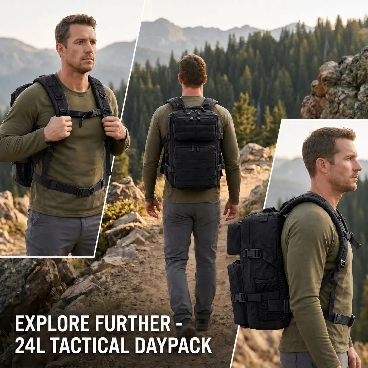 24L Tactical Backpack for Men Women Molle Modular System Backpack Durable Outdoor Backpack for Camping Hiking Trekking Fishing Hunting Cycling Travel Daily Commute Sports Gear Storage Daypack